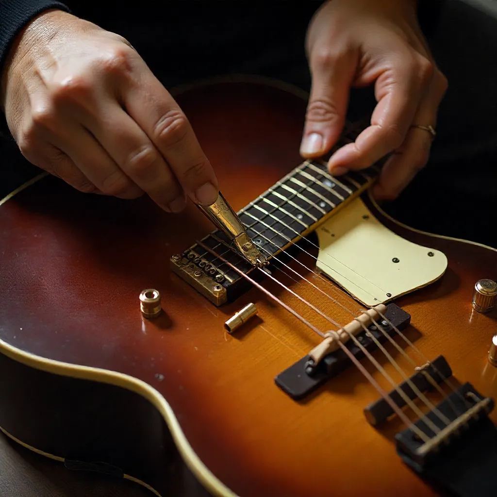 Guitar maintenance overhead view
